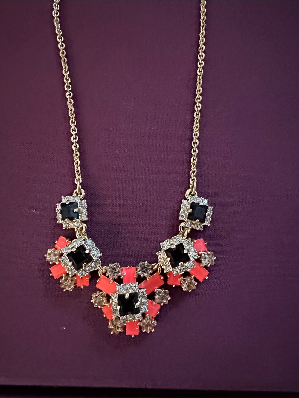 kate spade Gold-Tone Necklace with Black, Coral and Clear Accents